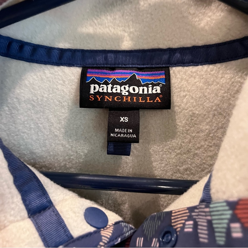 Patagonia Synchilla Pelican Snap T Stone Blue Aztec Pullover Size XS - Picture 3 of 6